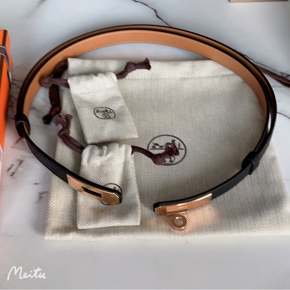 New! Authentic Hermes Kelly 18 Veau Epsom Black Belt - Picture 7 of 11
